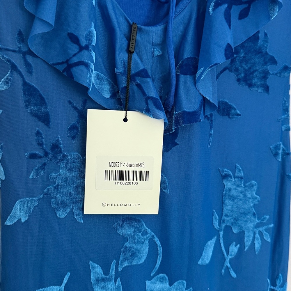 NWT HELLO MOLLY FRIENDS TO LOVERS LONG SLEEVE MAXI DRESS BLUE - Picture 10 of 13